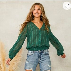 Willow & Root Sheer Gauzy Lace Tie Back Top